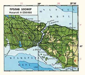 Пролив Босфор. Физическая карта