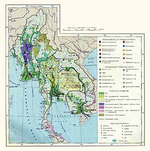 Бирма, Тайланд, Лаос, Кампучия. Экономическая карта