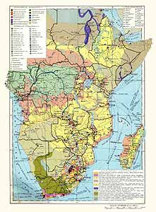 Южная, Экваториальная и Восточная Африка. Экономическая карта