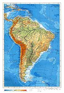 Южная Америка. Физическая карта
