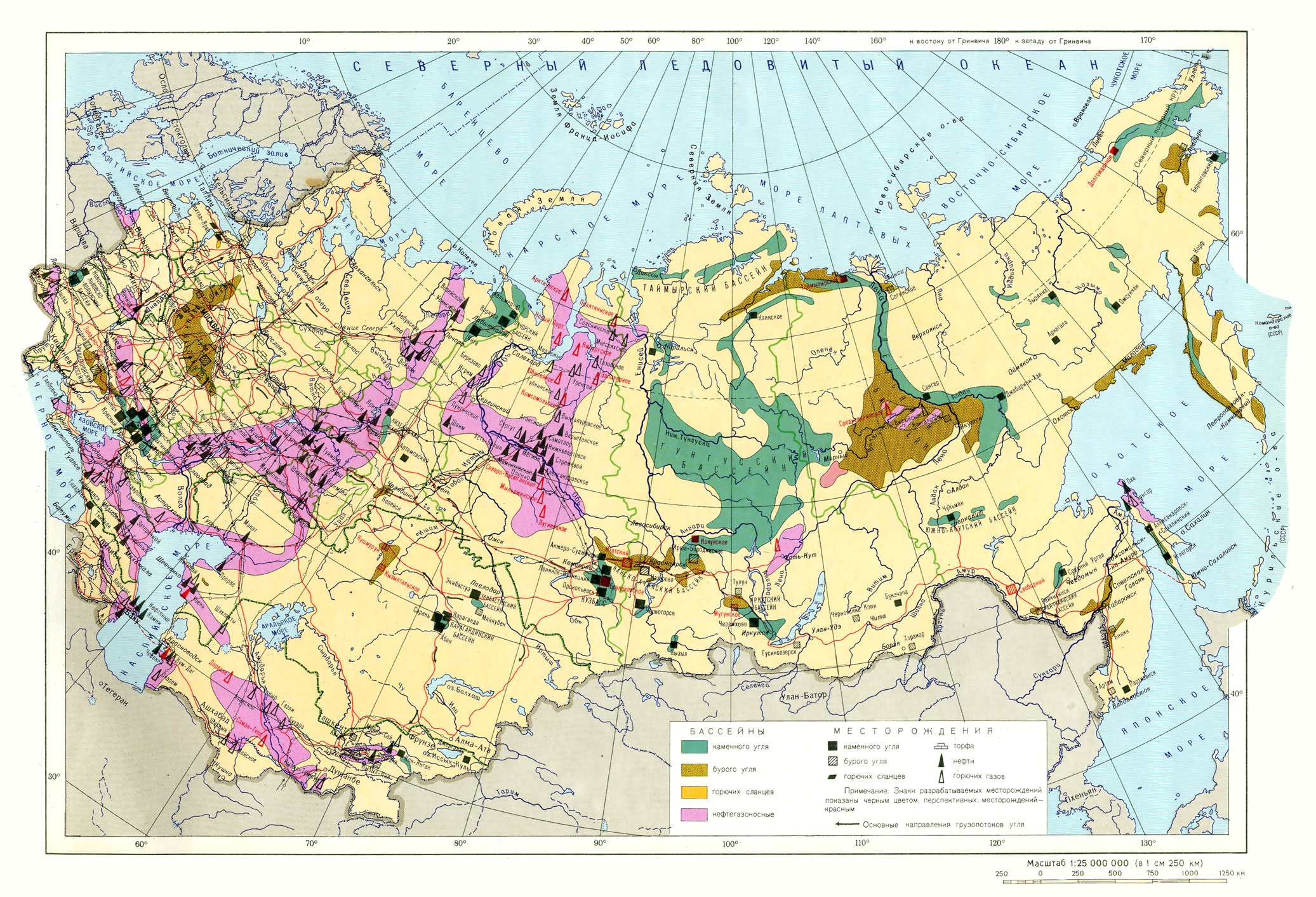 Месторождения угля нефти и газа в России на карте