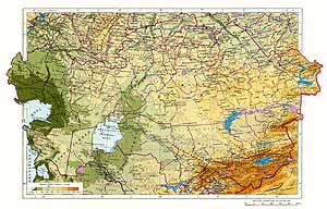 Казахская ССР. Физическая карта