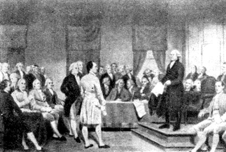 Вашингтон председательствует на конвенте 1787, к-рый выработал конституцию США