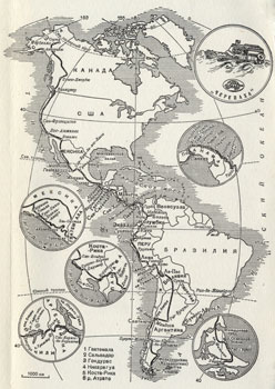 Карта Северной и Южной Америки