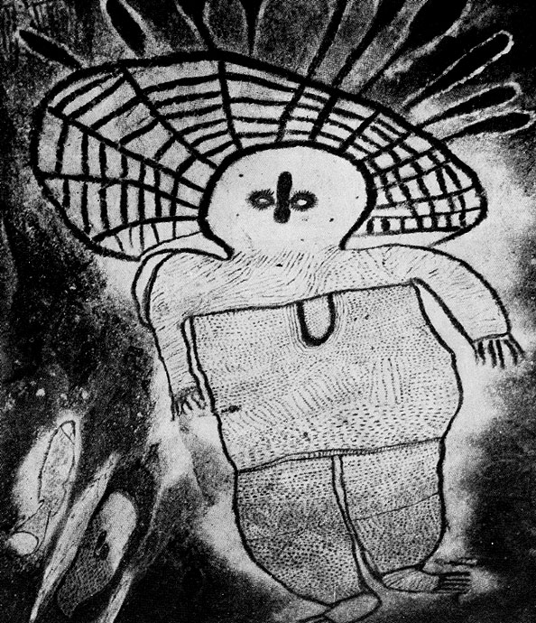 Изображение мифического героя Вонджина на стене пещеры, Кимберли