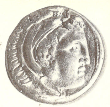 Монета с изображением Александра Македонского.