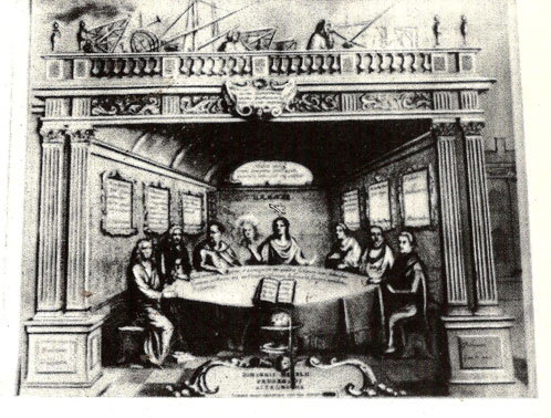 Улугбек среди знаменитых астрономов мира. Голландская гравюра XYII в. (Улугбек на рис. третий слева).
