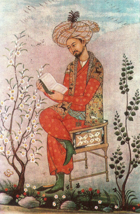 Поэт Захиреддин Бабур, Средневековая миниатюра.