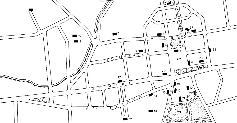 Схематический план центральной части Улан-Батора