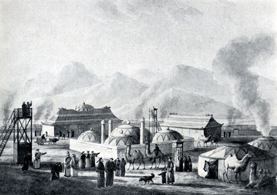 А. Мартынов. Вид города Урги и резиденции Великого ламы. 1805
