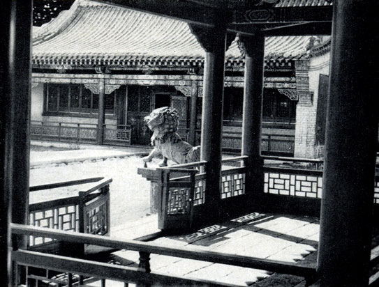 Лев у входа в одно из зданий дворца