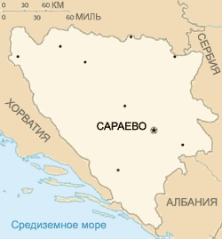 Карта. Босния и Герцеговина, Федерация Босния и Герцеговина и Сербская Республика, БиГ