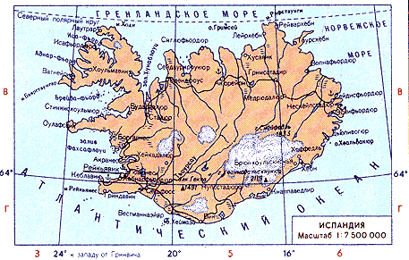 Карта. Исландия, Республика Исландия
