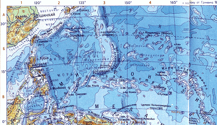 Карта. Микронезия, Федеративные штаты Микронезии, ФШМ