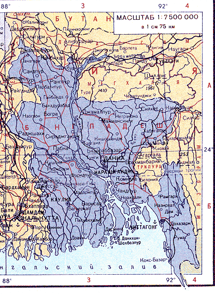 Карта. Бангладеш, Народная республика Бангладеш
