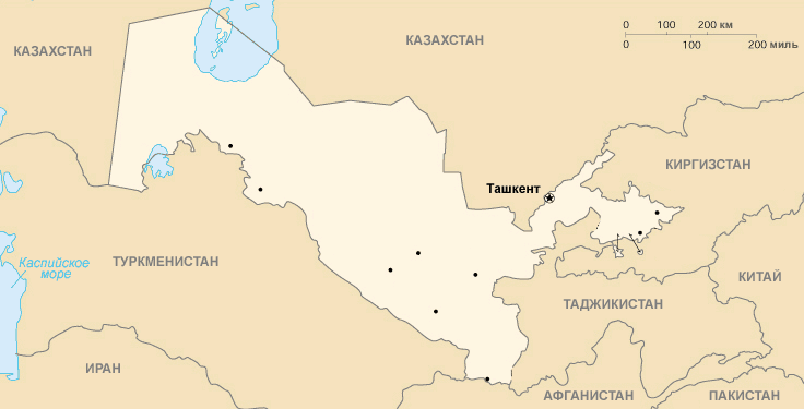 Карта. Узбекистан, Республика Узбекистан