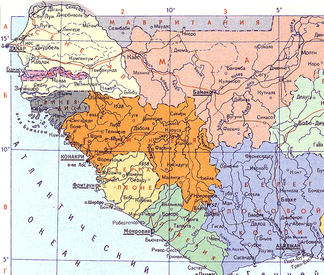 Карта. Гвинея, Гвинейская Республика