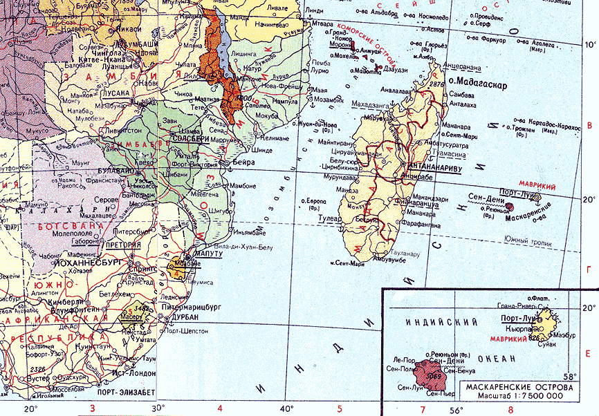 Карта. Мозамбик