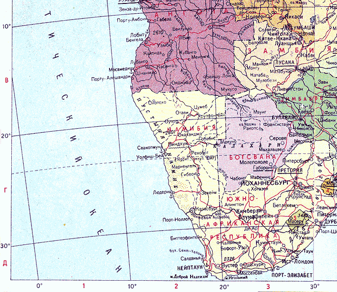 Карта. Намибия, Республика Намибия