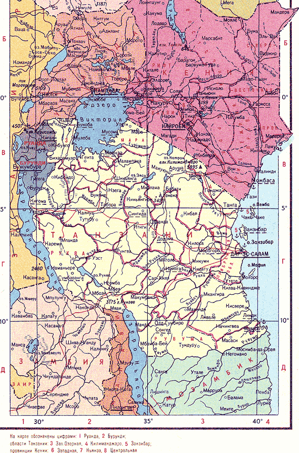 Карта. Танзания, Объединенная Республика Танзания