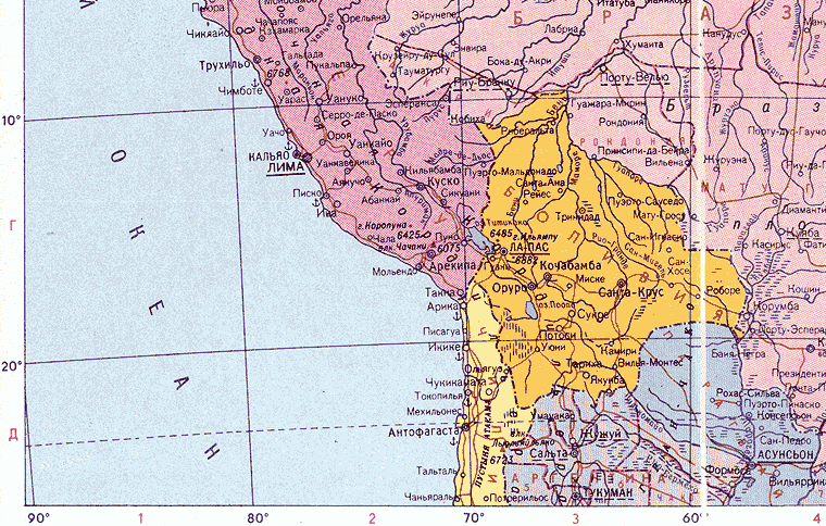 Карта. Боливия, Республика Боливия