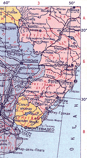 Карта. Уругвай, Восточная Республика Уругвай