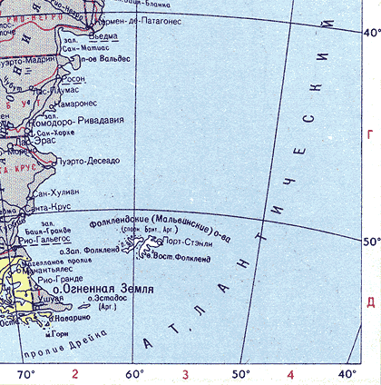 Карта. Фолклендские  Острова,Мальвинские Острова