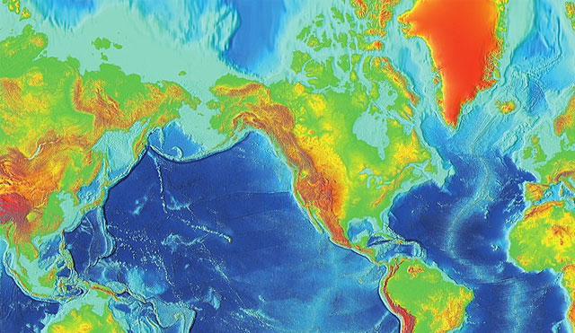 Геоморфологическая карта Земли (разными цветами обозначена высота над поверхностью моря): https://en.wikipedia.org/wiki/Geomorphology#/media/File:Earth_surface_NGDC_2000.jpg